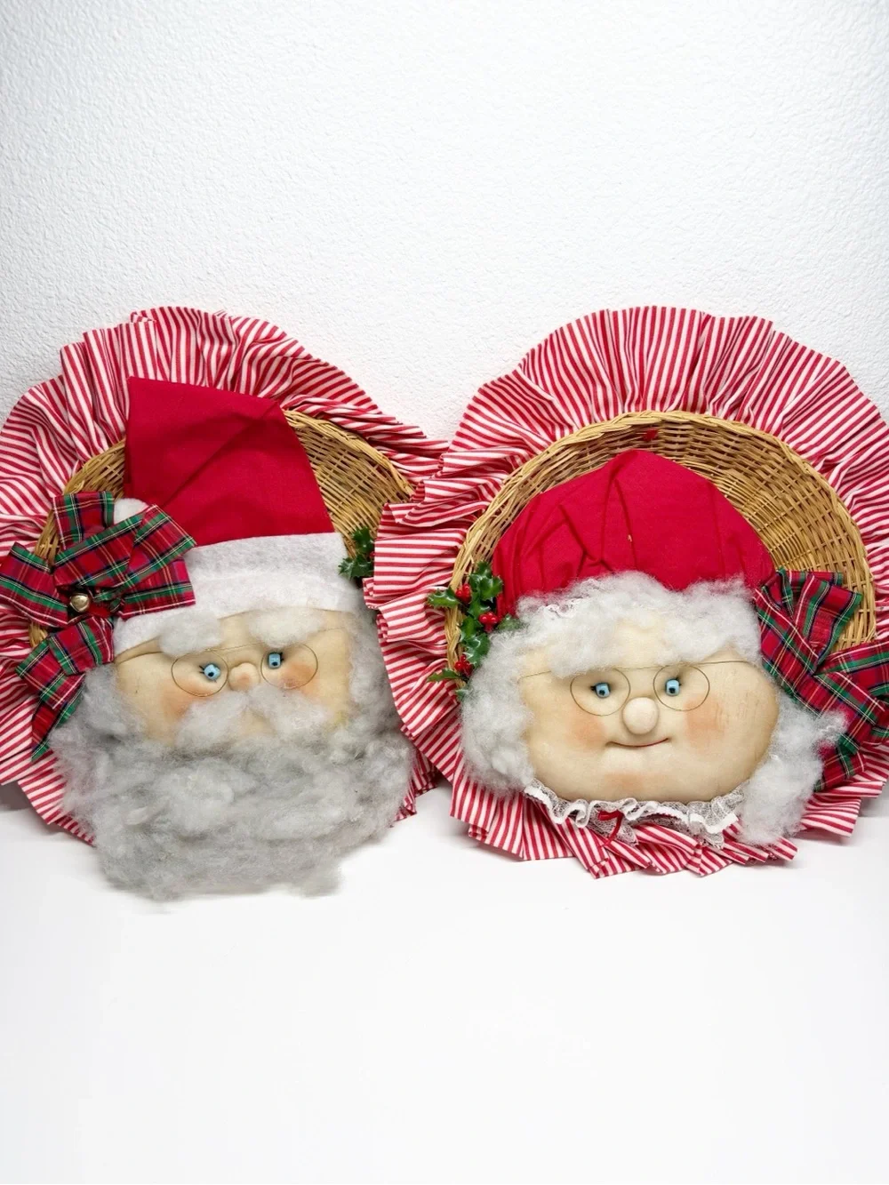 Vintage Handmade Santa Mrs Claus Wall Decor